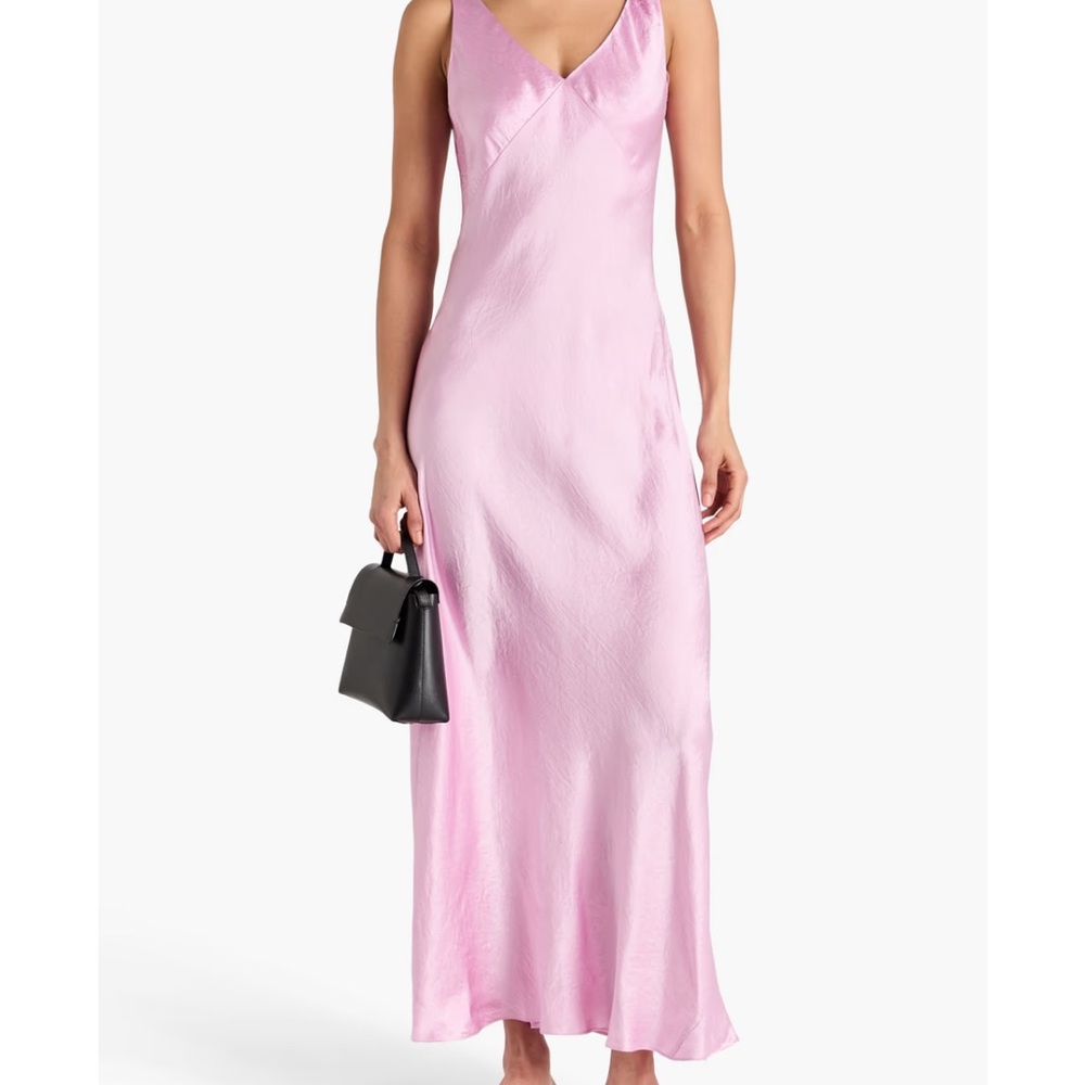 VINCE Crinkled-satin maxi dress in lilac